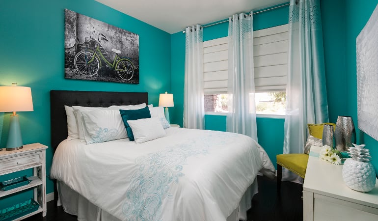 Roman shades in a Salt Lake City bedroom